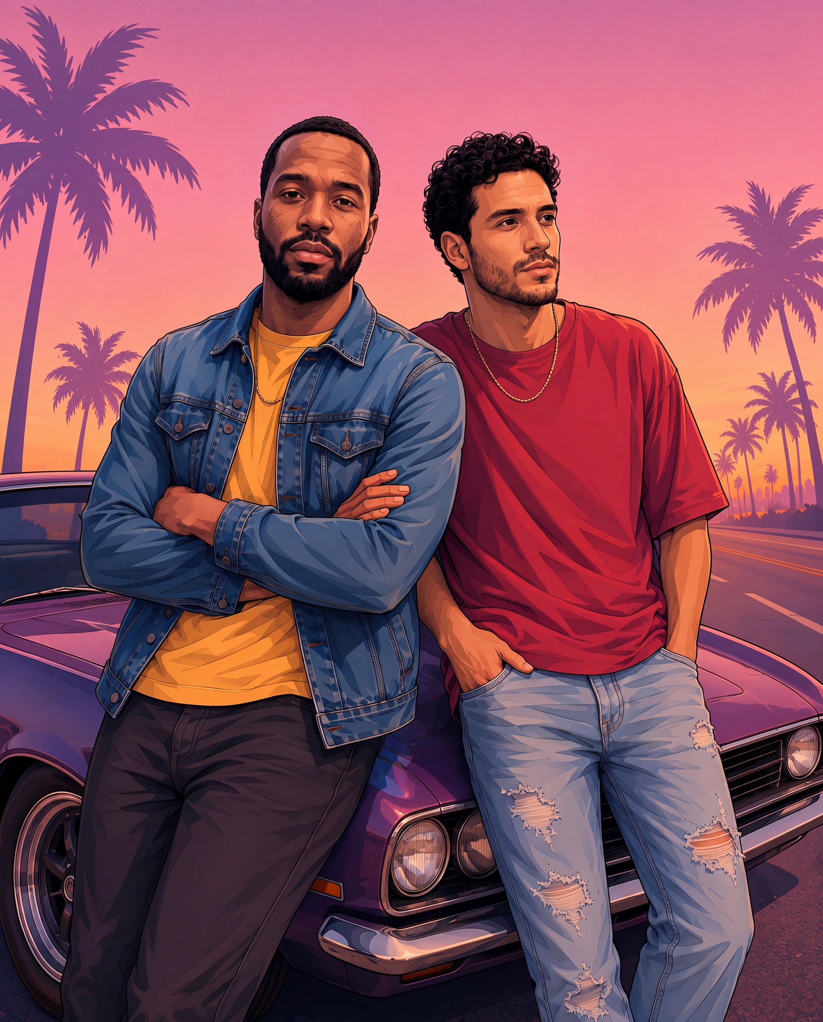 Double Cross, an illustrated duo character poster