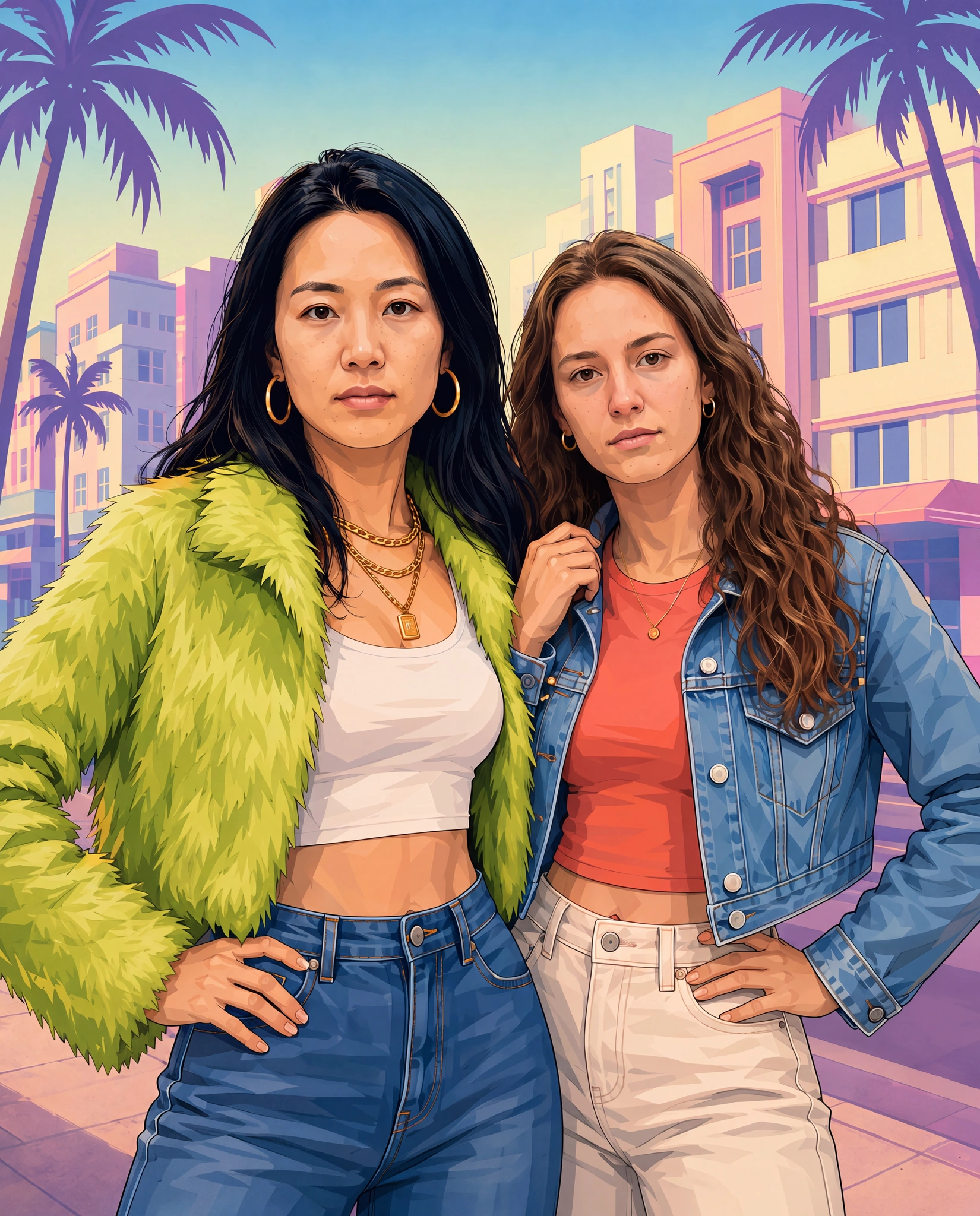 Getaway Duo, an illustrated duo character poster