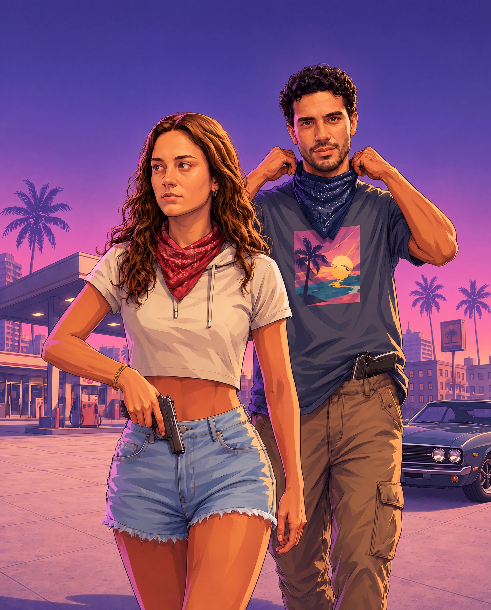 Split the Take, an illustrated duo character poster